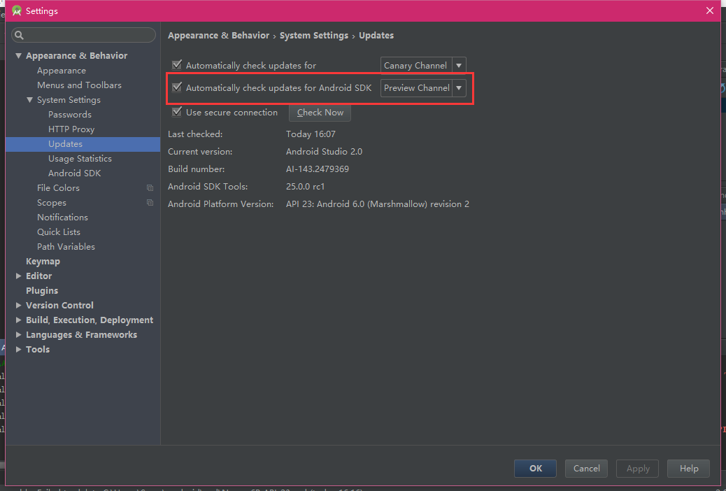 在Updates中修改到预览版渠道